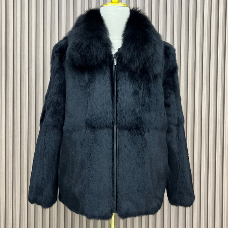 Men'S Fashion Zipper Jacket - Echter echter natürlicher Kaninchenfellmantel für Herren,