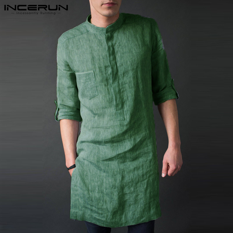 Men'S Fashion Kurta - INCERUN Herren Langarm Midi Männer T-shirts