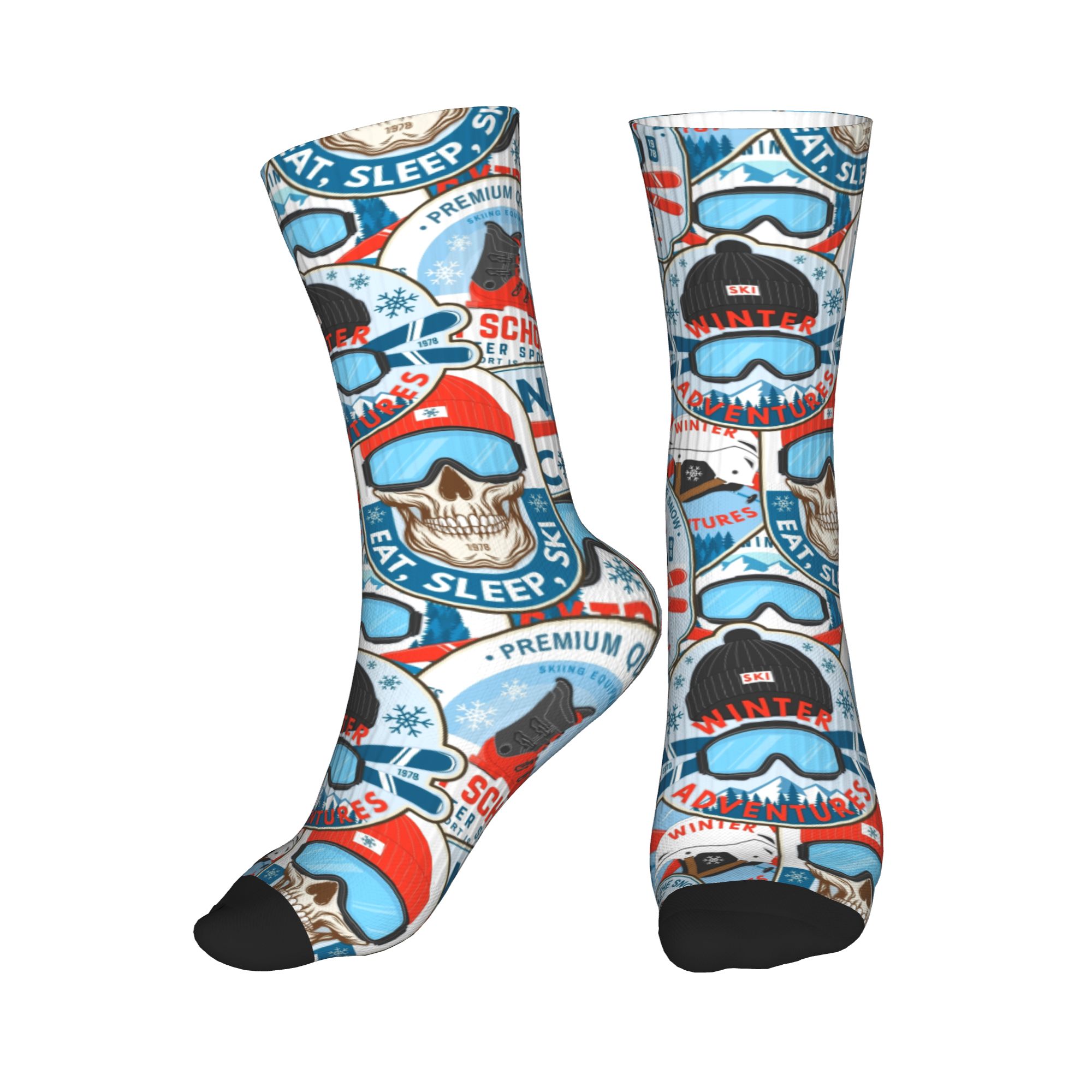 Mens Fashion Dress - Vintage Red Blue Ski Club Socken