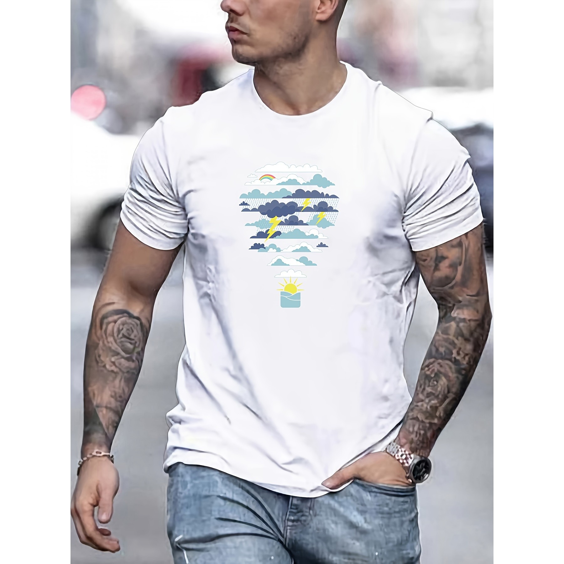 Men'S Fashion For Hot Weather - Hot Air Balloon Weather Print Grafik-T-Shirt