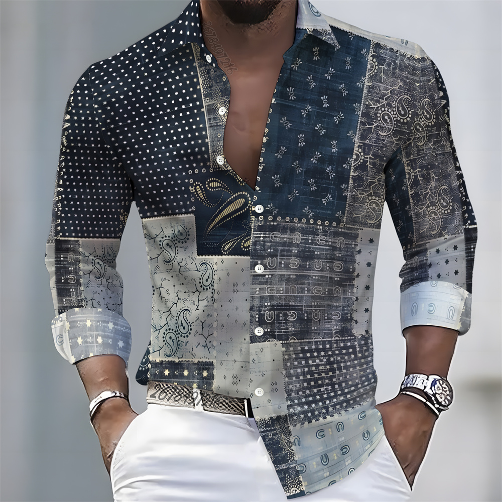 Fashion Mens Shirt - Herrenhemd im leichten Luxus-Stil mit Print,