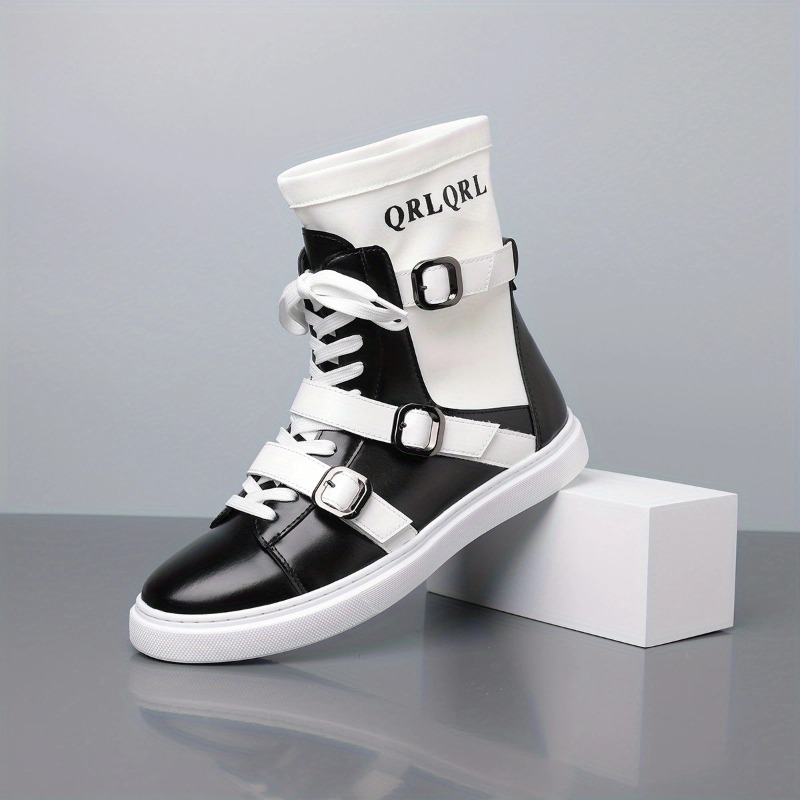 Mens Fashion Dress - Herrenstiefel mit modischer Gürtelschnalle, Designer-High-Top-Stiefel, hochwertige