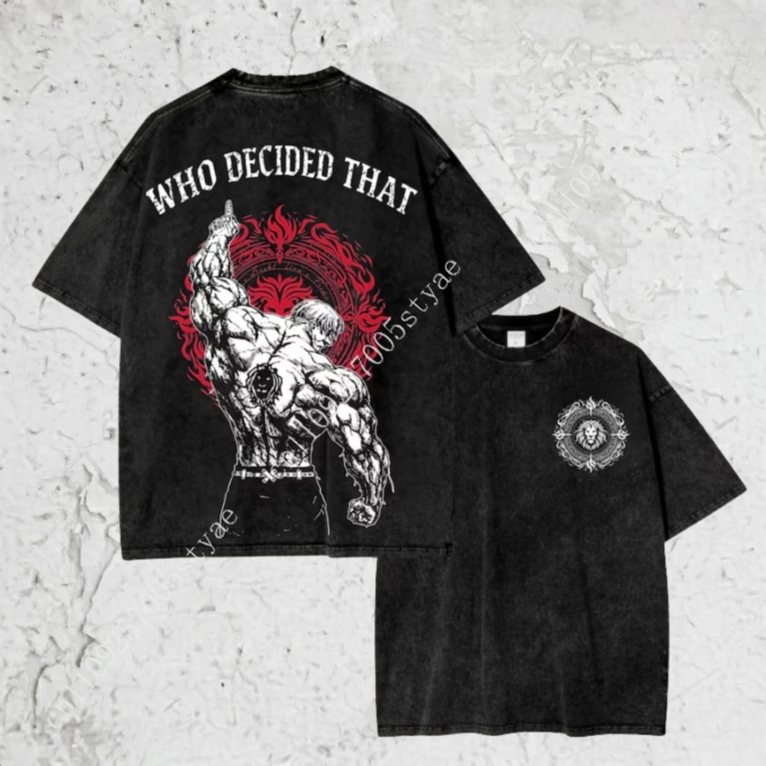 Graphic Tee Oversized - Vintage Washed Shirt, Escanor Shirt Seven