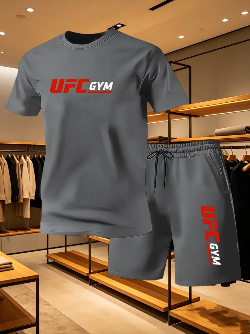 Quality Men'S Fashion - Herren Mode T-Shirt Shorts UFC Freizeit-Set