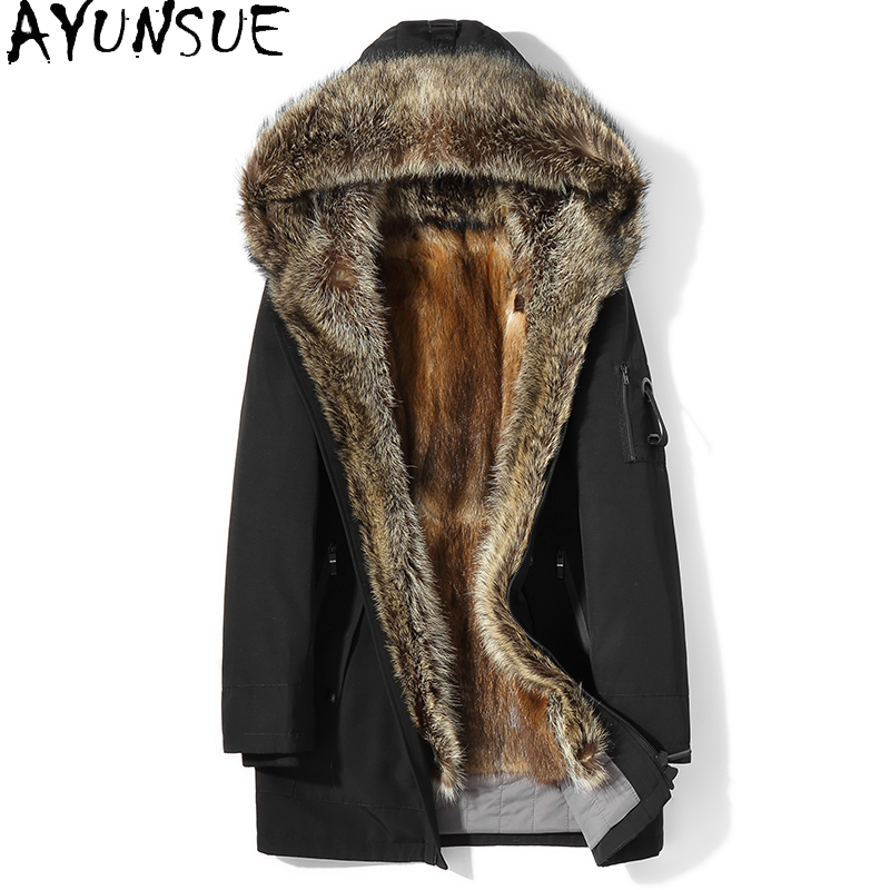 Men'S Fashion Zipper Jacket - AYUNSUE Mode Warme männer Natürliche Pelz