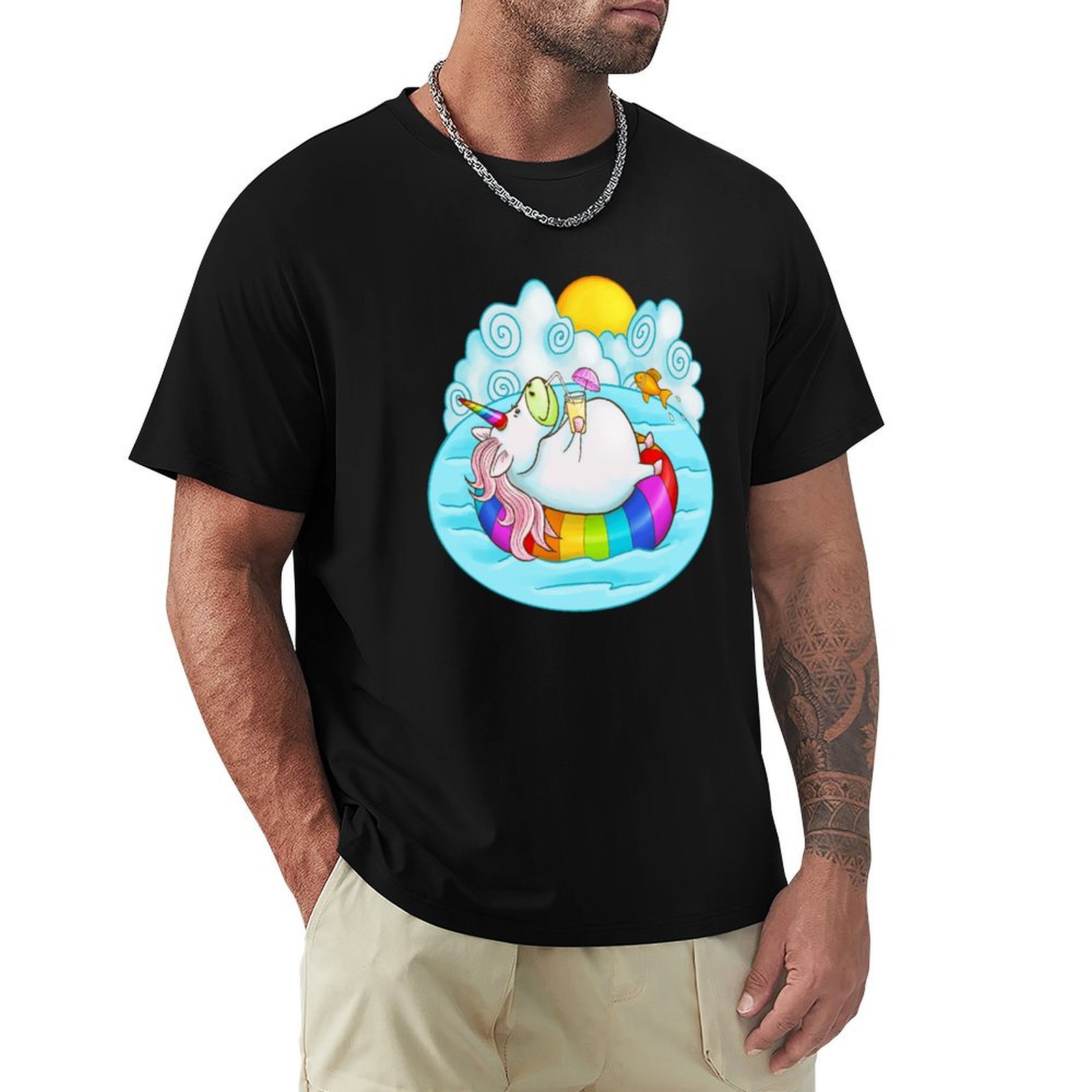 Men'S Fashion Umbrella - Einhorn auf einem Schwimmreifen, der einen