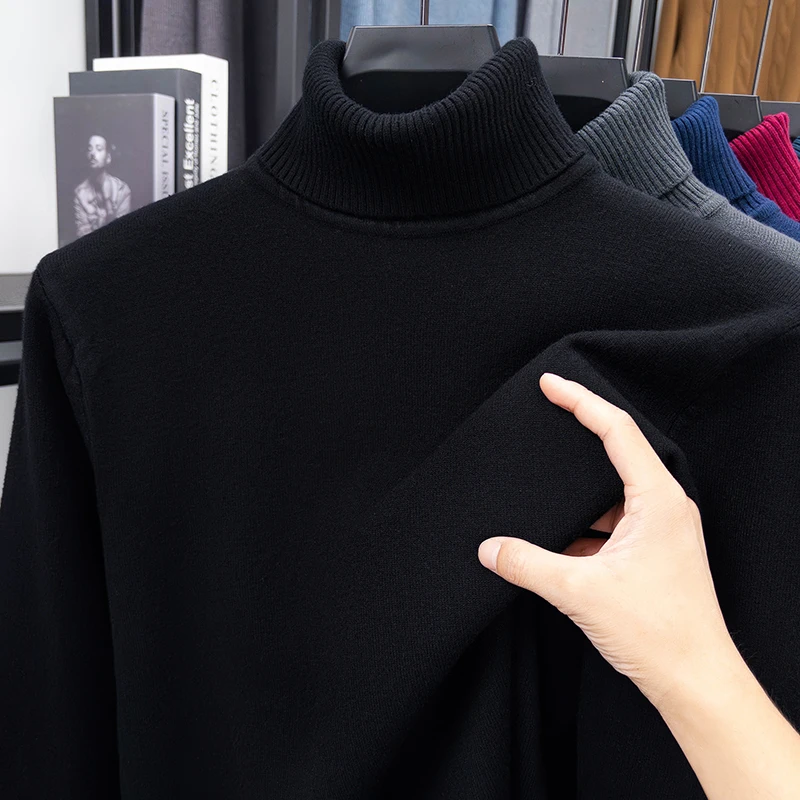 Turtleneck Sweater Men - Herbst Herren Hohe Qualität Gestrickte Rollkragenpullover