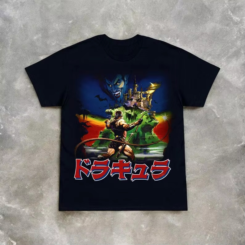 Men'S Fashion From The 80S - Castlevania NES Konami 80er-Jahre-Retro-T-Shirt-Muster, Y2K-Videospiel, alle