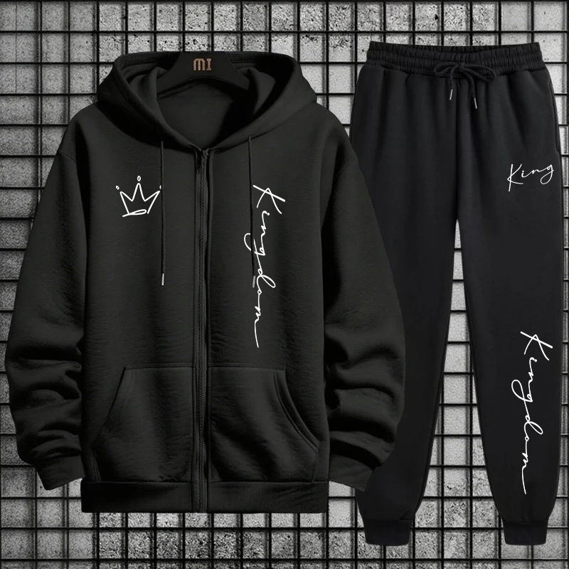 Quality Men'S Fashion - King Letter Print Hoodie und Jogginghose