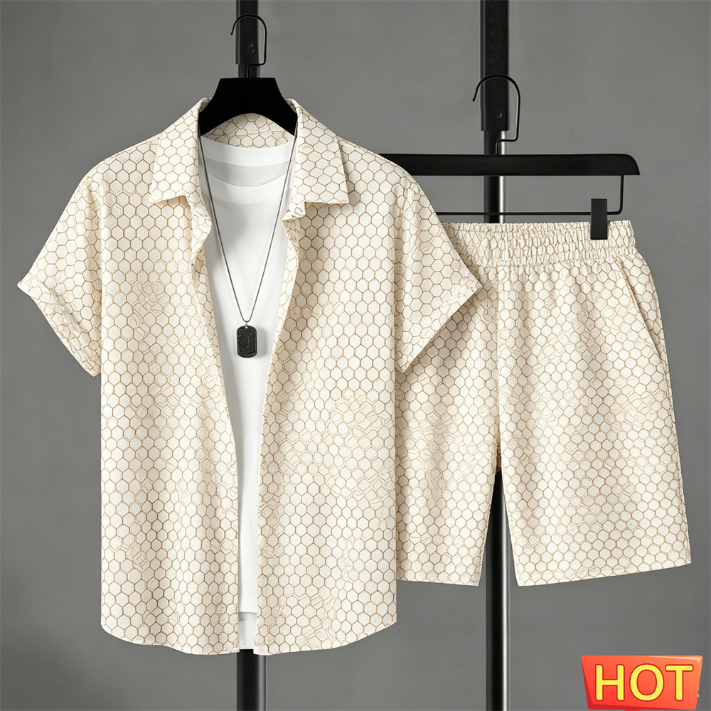 Quality Men'S Fashion - Sommer-Outfit Herren Hemd-Set Farbverlauf Freizeit-Hemd-Set Einfarbiges