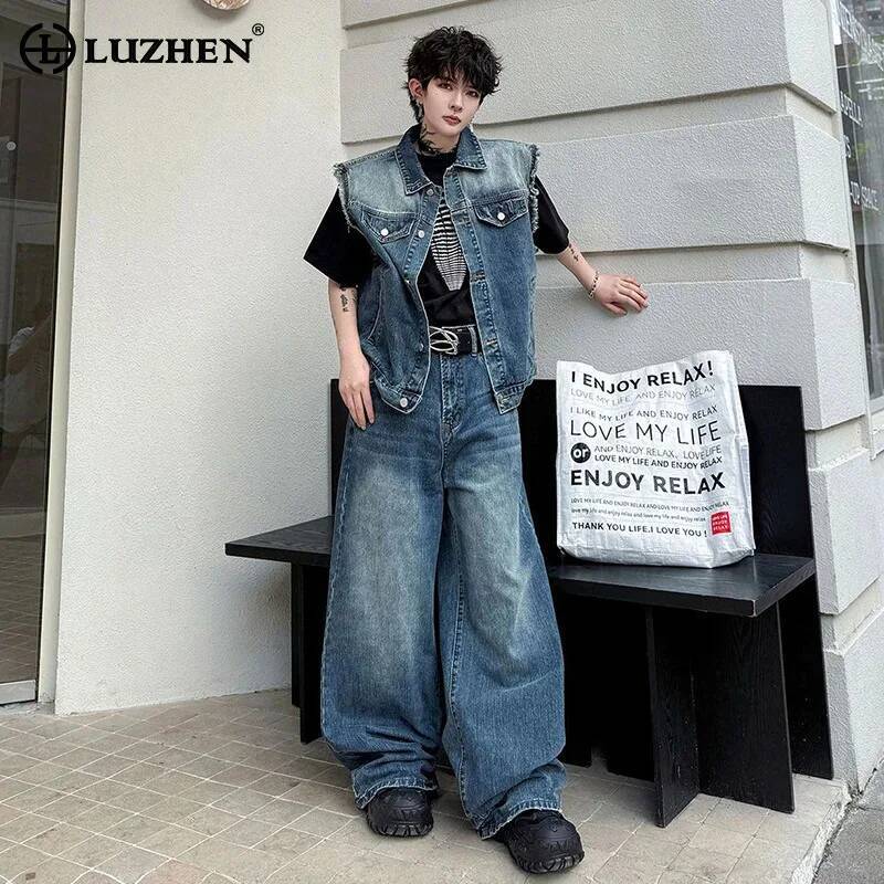Men Fashion Jeans - LUZHEN 2026 Sommer Denim Zweiteiler Herren