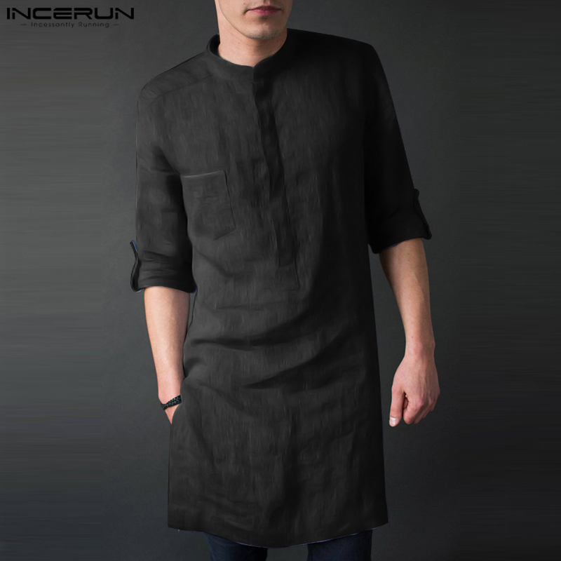 Men'S Fashion Kurta - INCERUN Herren Langarm Midi Männer T-shirts