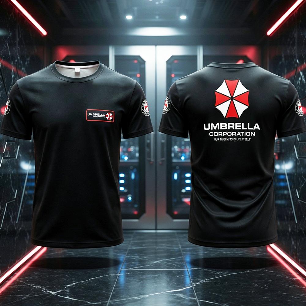 Men'S Fashion Umbrella - Umbrella Corporation T-Shirt mit ikonischem Logo-Slogan-Aufdruck,