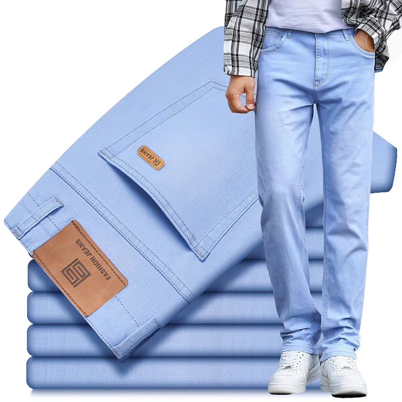 Men'S Fashion Nova Jeans - 2025 sommer Neue männer Hellblau Schlank