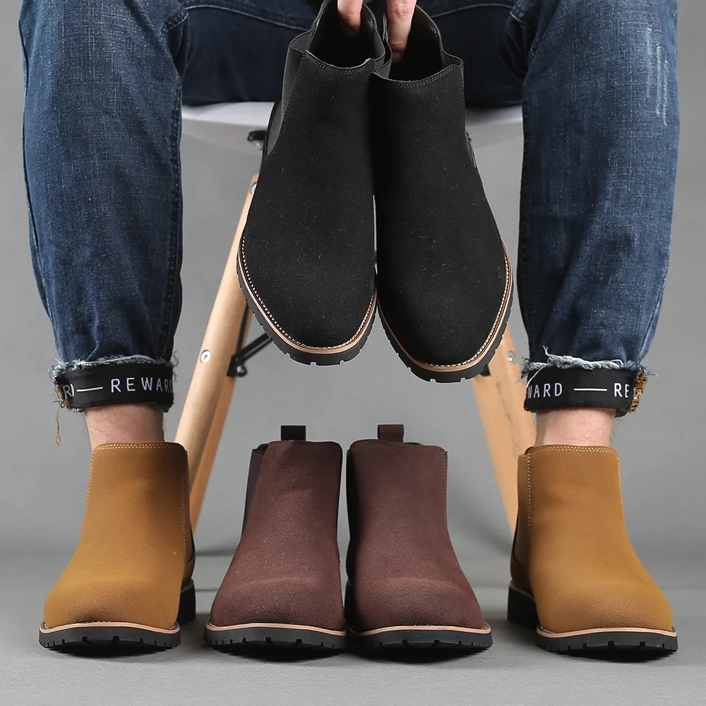 Mens Fashion Dress - Herren-Stiefeletten, britischer Stil, Wildlederstiefel, modische Chelsea-Stiefel