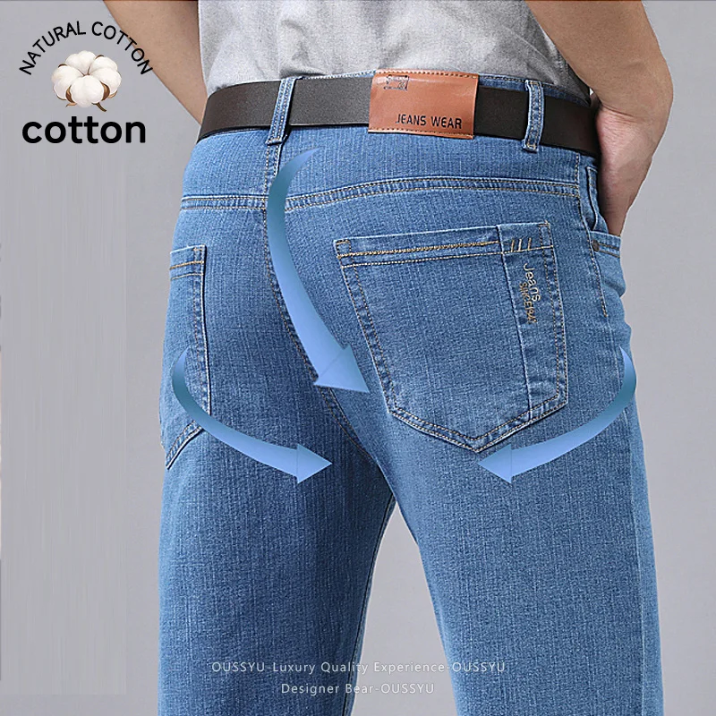 Men'S Fashion Nova Jeans - Sommerliche, dünne Herren-Jeans, gerade geschnitten, Business-Stil,