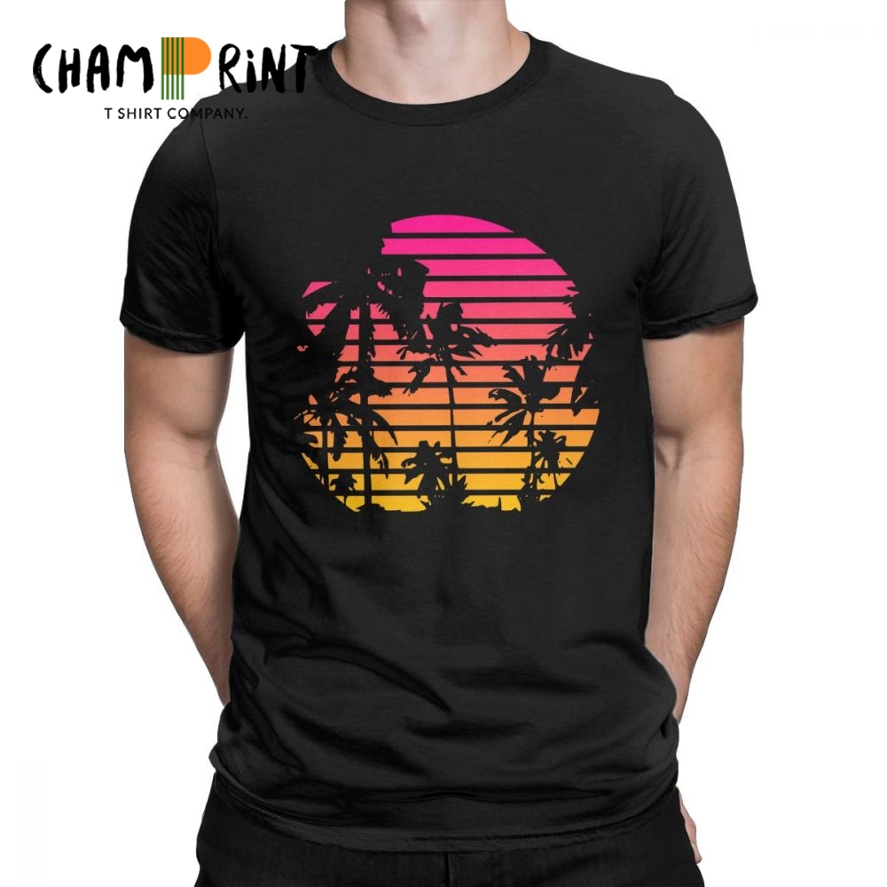 Men'S Fashion From The 80S - Sunset Palm Baum Vintage T Shirt