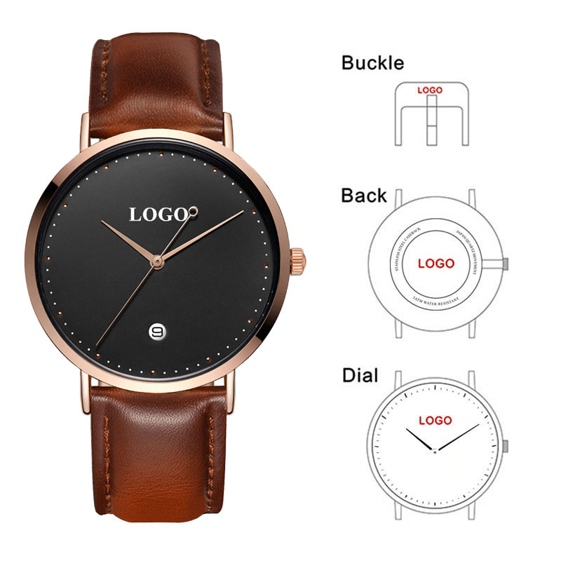 Men'S Fashion Logo - CL026 Schwarz Rose Gold Bauen Marke