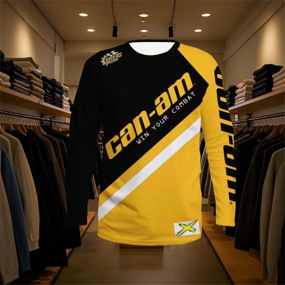 Fashion Mens Shirt - Motorrad-Renn-Langarm-T-Shirt mit Rundhalsausschnitt für Männer und