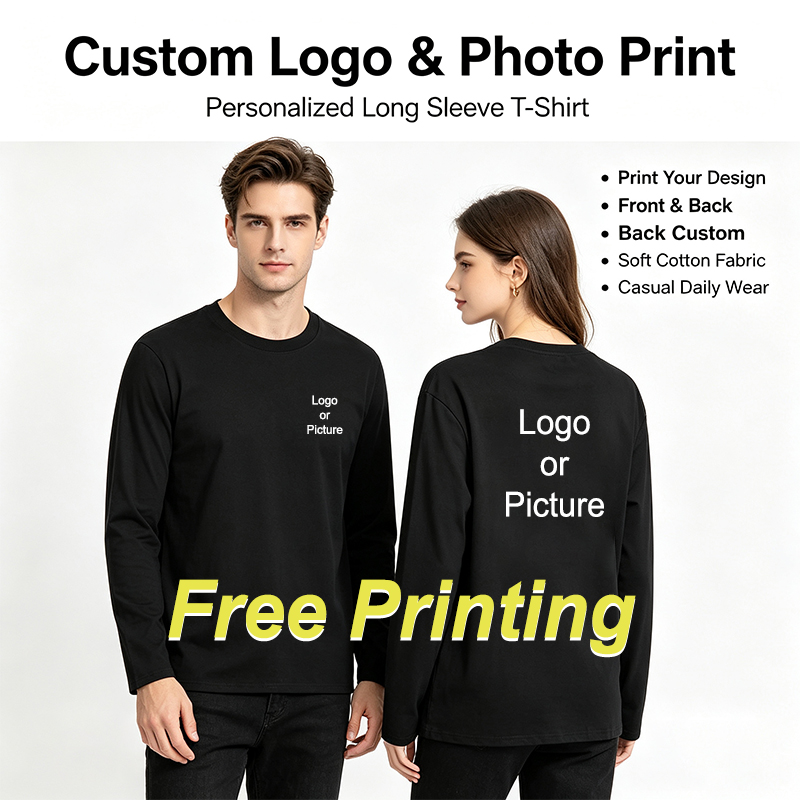 Quality Men'S Fashion - Maßgeschneiderte Baumwoll-Langarm-T-Shirts für Herren, modische, bedruckte