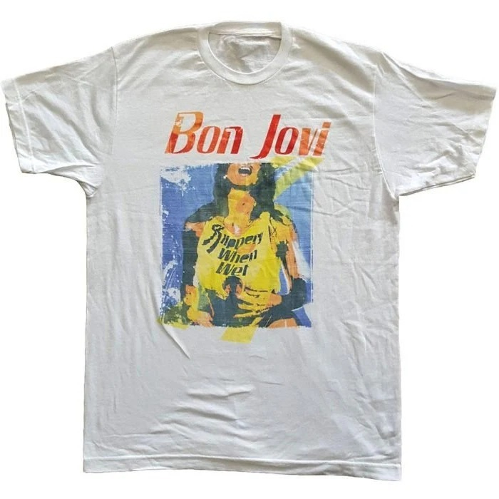 Men'S Fashion From The 80S - Bon Jovi Slippery When Wet Album-Grafik-T-Shirt,