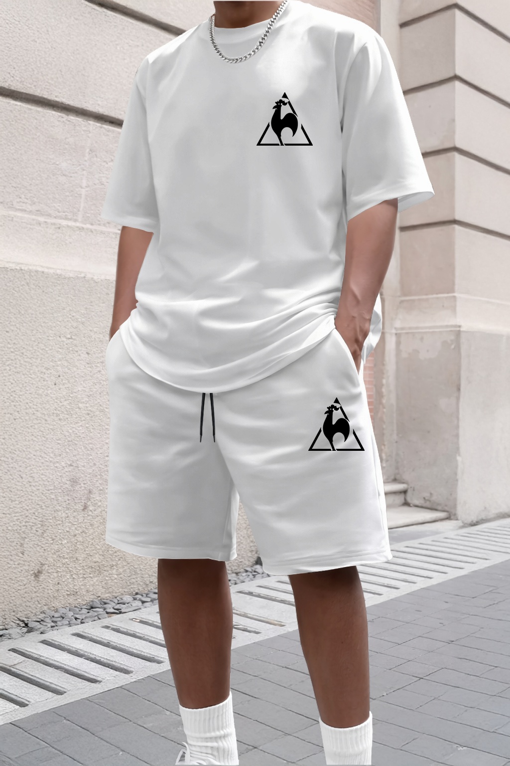 Men'S Fashion Looks - Sommermode Trendiges Freizeit-Sport-Zweiteiler-Set Jugendliches Herren-Kurzarm-T-Shirt+Shorts-Set