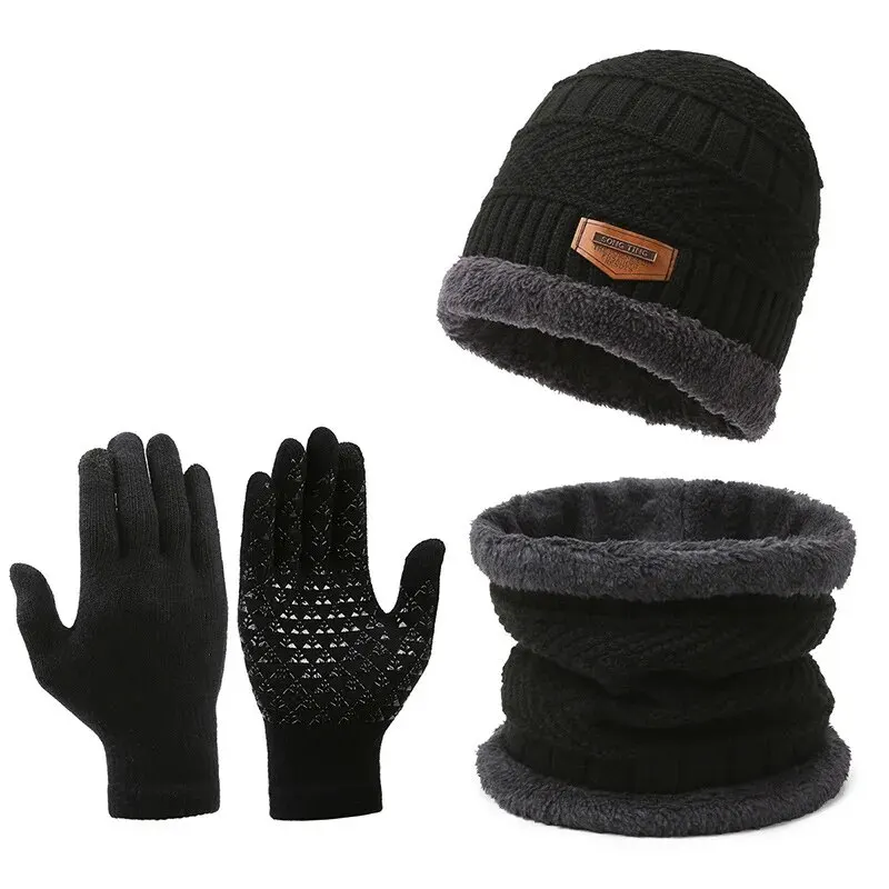 Men'S Fashion Websites - Dreiteiliger Ausschnitt, winddichte Herrenmütze, Outdoor-Winterschal, Handschuhe,