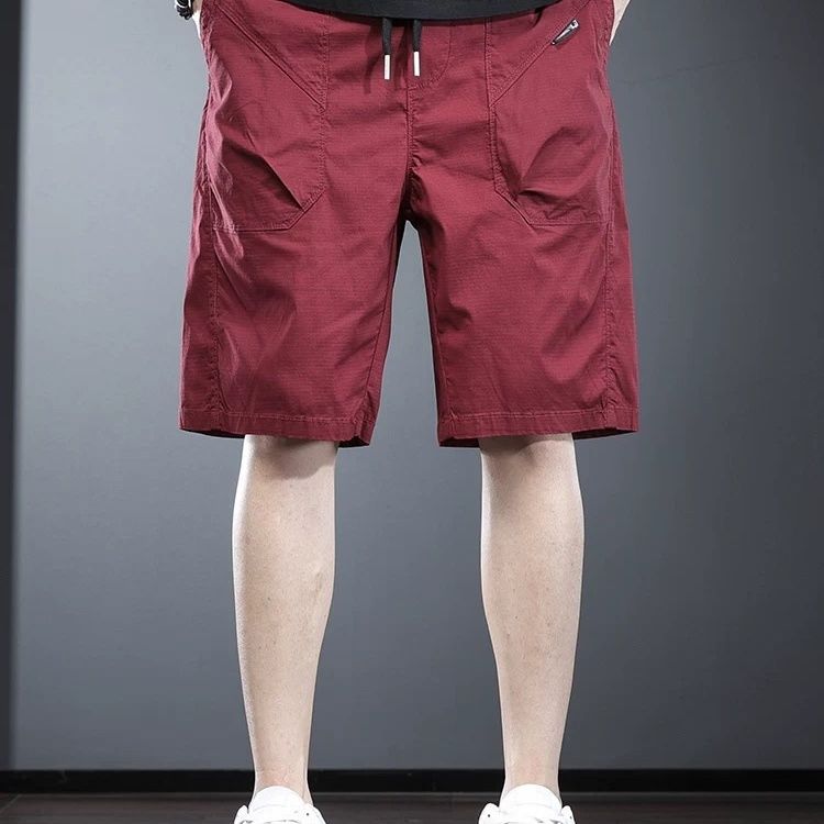 Men'S Fashion For Hot Weather - Leuchtend Rote Dünne Modische Knielange Shorts