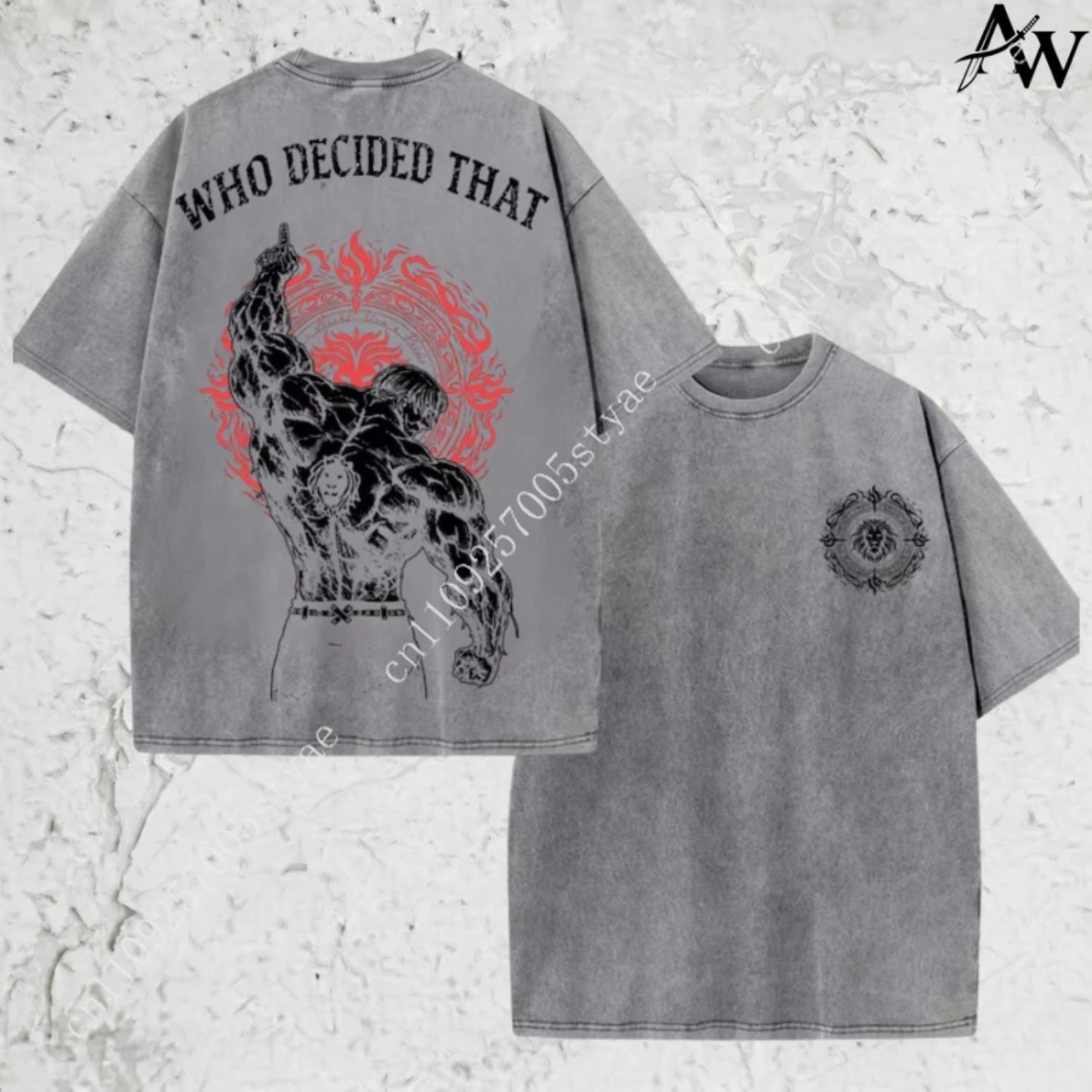 Vintage Washed Shirt, Escanor  – Graphic Tee Oversized Bewertung und Preis