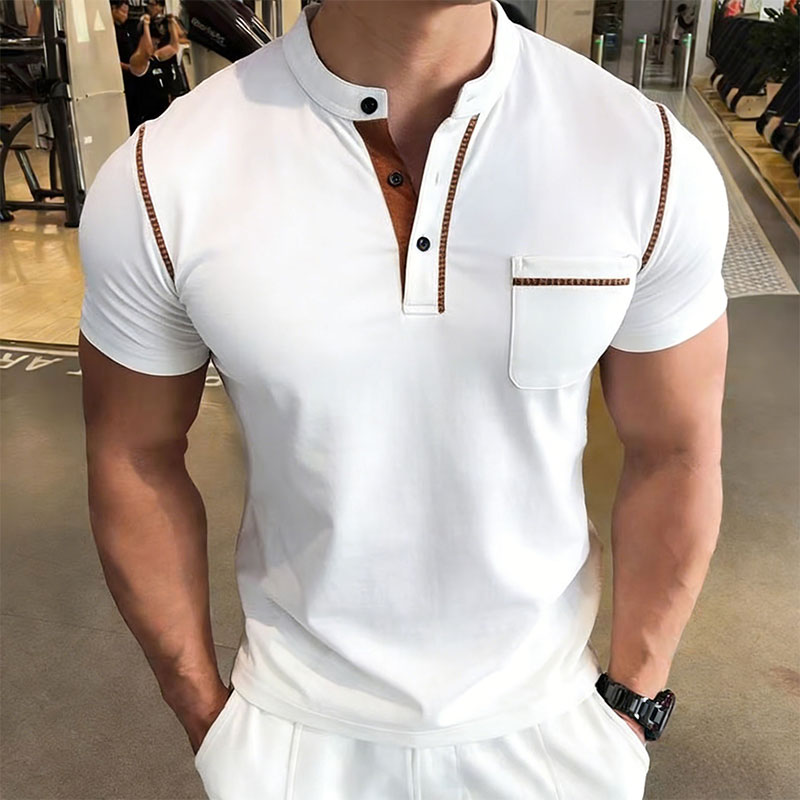 Neues Sommer-Herren-Henley-Kra – Men'S Fashion And Style Bewertung und Preis